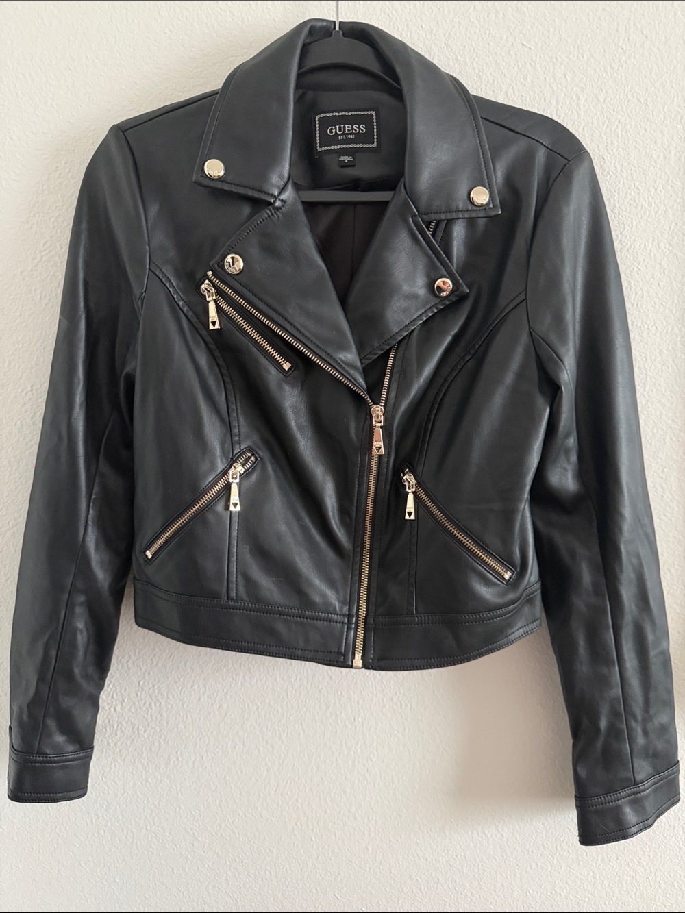 Guess Black Faux Leather Moto Jacket - Picture 9 of 9